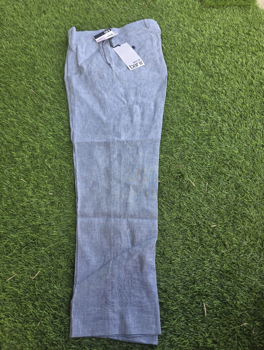Bar III Mens 100% Linen Dress Pants Sz 32x30 Blue Modern Fit NWT $125